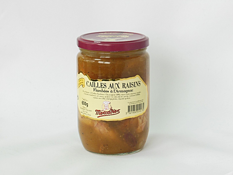 Cailles aux raisins flambées à l’Armagnac